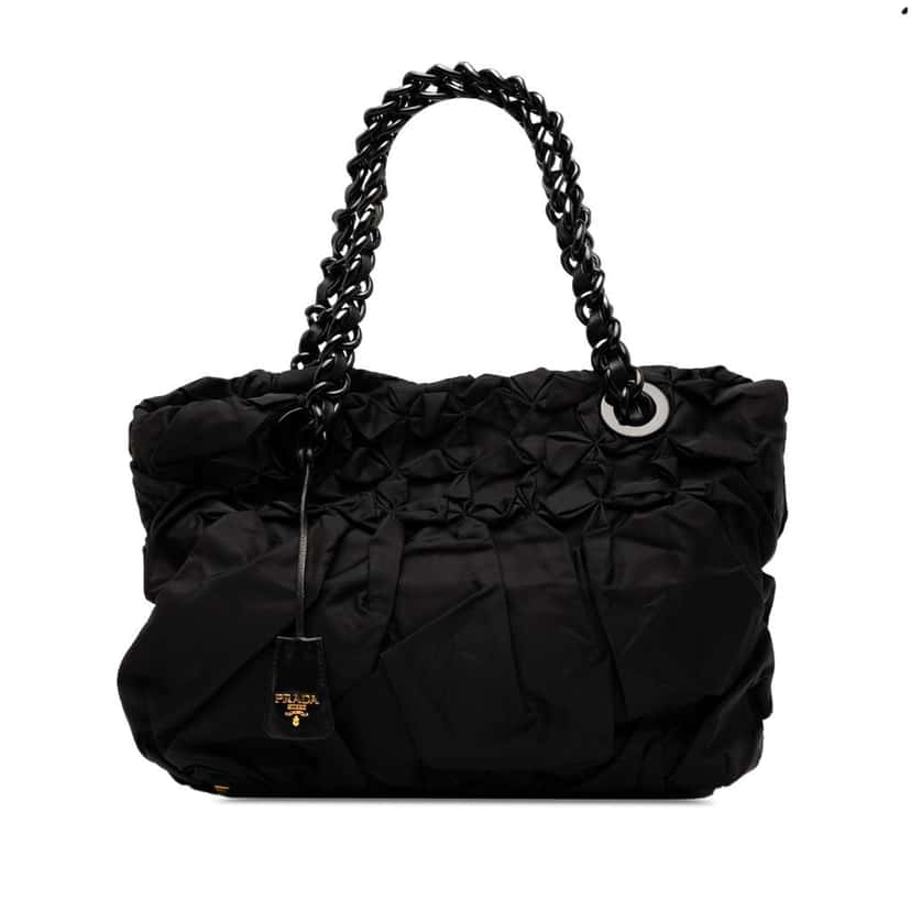Prada Tessuto Origami Pleated Tote Black Good condition - Front View