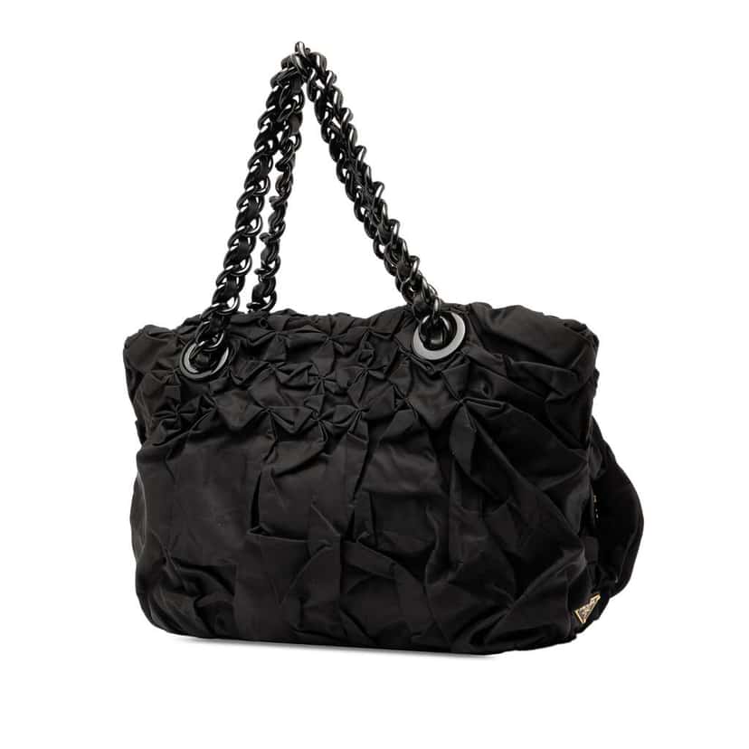 Prada Tessuto Origami Pleated Tote Black Good condition - Back View