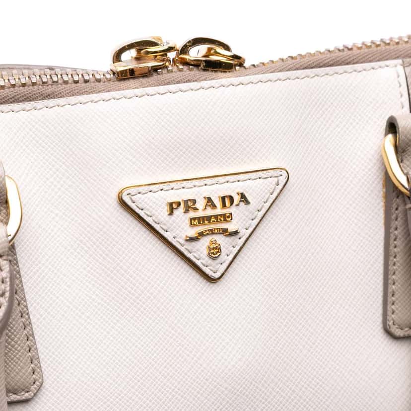 Prada Medium Bicolor Saffiano Lux Promenade Satchel Grey Leather Good condition - Box View