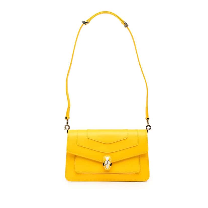 Bvlgari Calfskin Serpenti Forever East West Shoulder Bag Yellow Leather Good condition - Front View