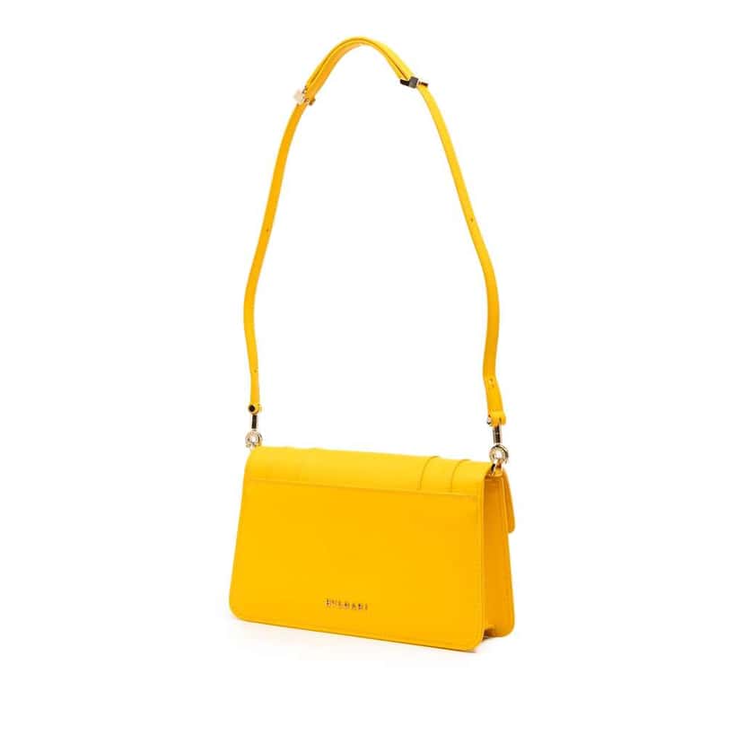 Bvlgari Calfskin Serpenti Forever East West Shoulder Bag Yellow Leather Good condition - Back View