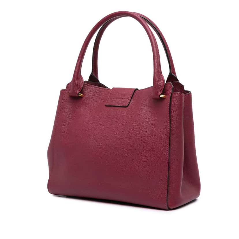 Burberry Medium Grained Calfskin Buckle Tote Red Leather Good condition - Back View