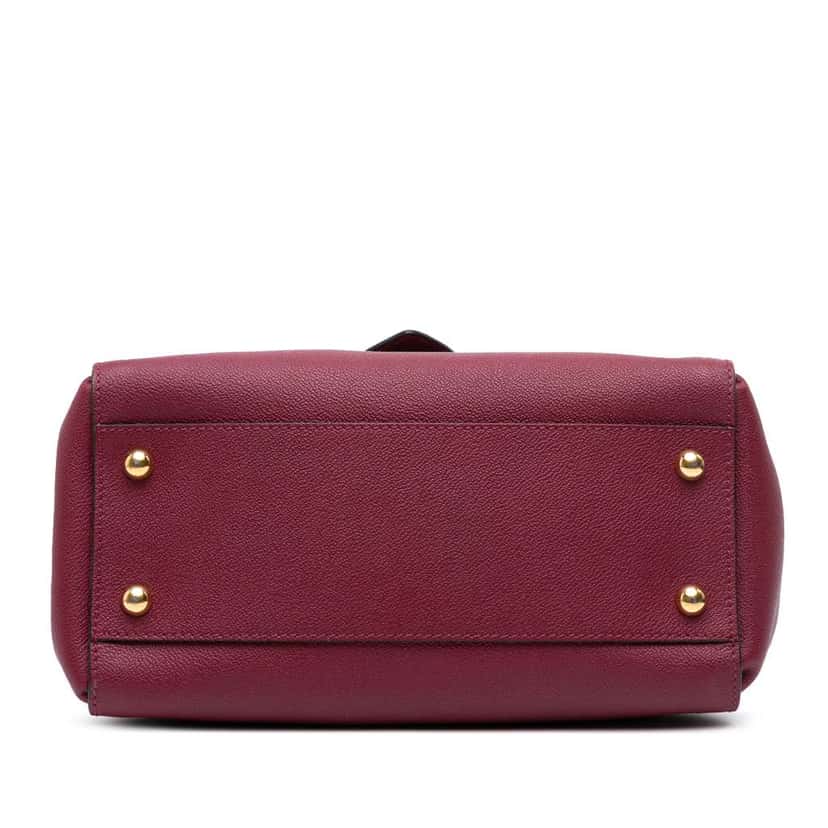 Burberry Medium Grained Calfskin Buckle Tote Red Leather Good condition - Inside View