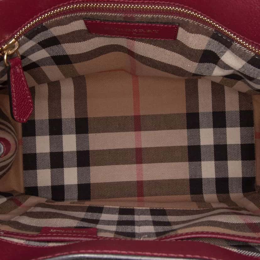 Burberry Medium Grained Calfskin Buckle Tote Red Leather Good condition - Model View