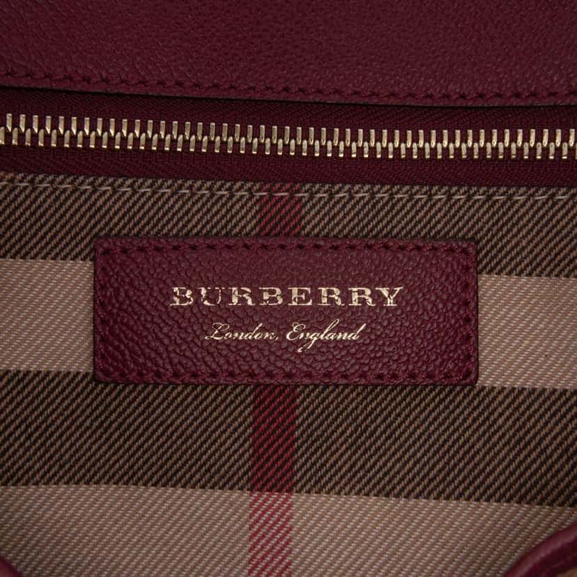 Burberry Medium Grained Calfskin Buckle Tote Red Leather Good condition - Box View