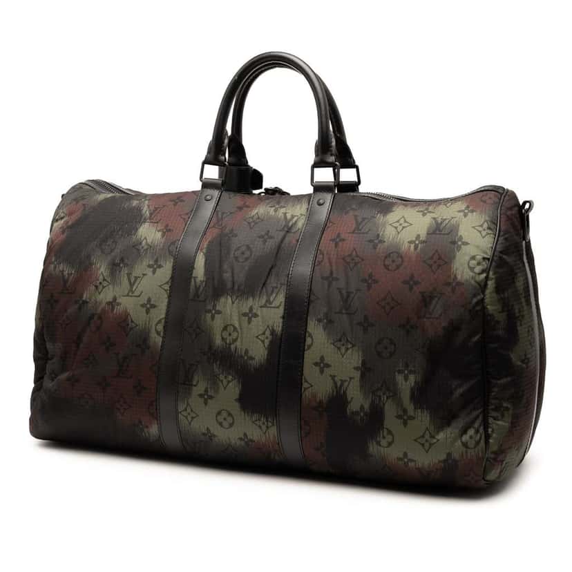 Louis Vuitton Monogram Camouflage Nylon Keepall Bandouliere 50 Green Good condition - Back View