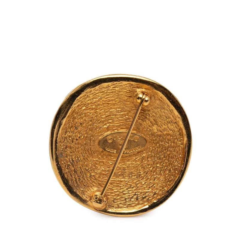 Chanel Gold Plated 31 Rue Cambon Round Brooch Gold Metal Good condition - Back View