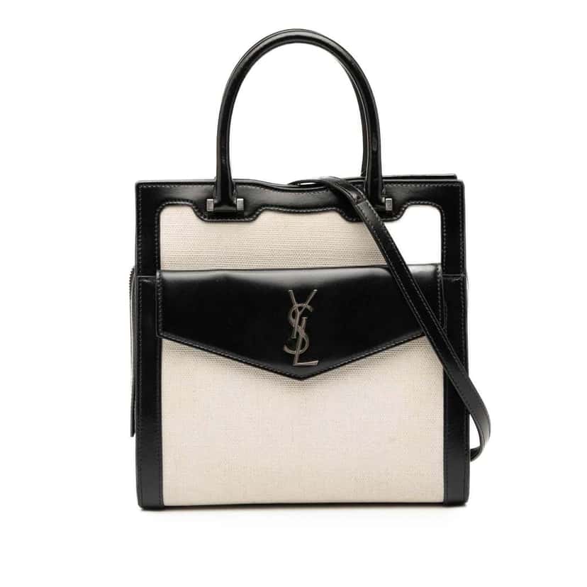 Saint Laurent Small Canvas Uptown Satchel White Canvas Good condition - Front View