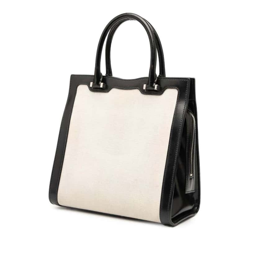 Saint Laurent Small Canvas Uptown Satchel White Canvas Good condition - Back View