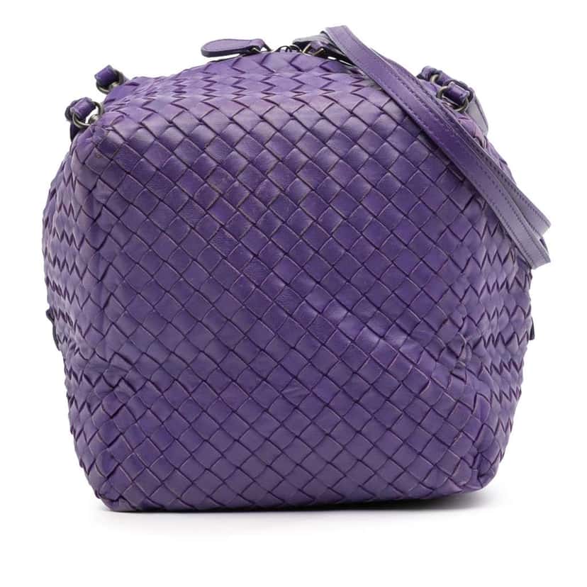 Bottega Veneta Nappa Intrecciato Cube Crossbody Purple Leather Very good condition - Front View