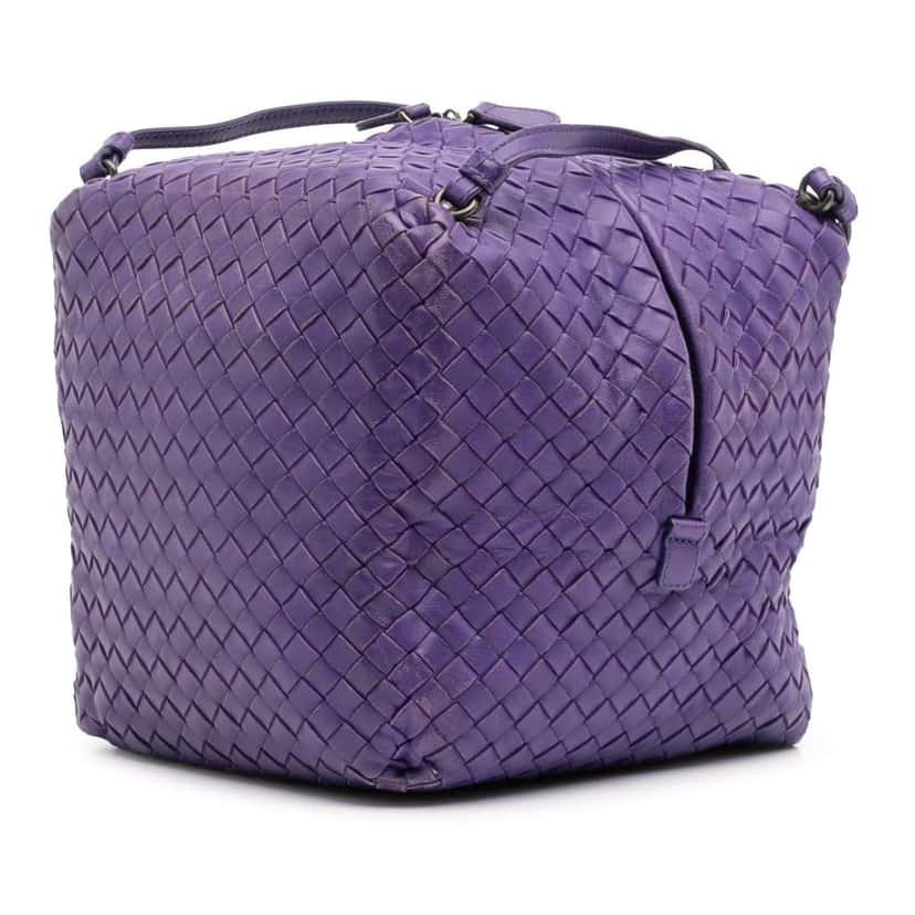 Bottega Veneta Nappa Intrecciato Cube Crossbody Purple Leather Very good condition - Back View