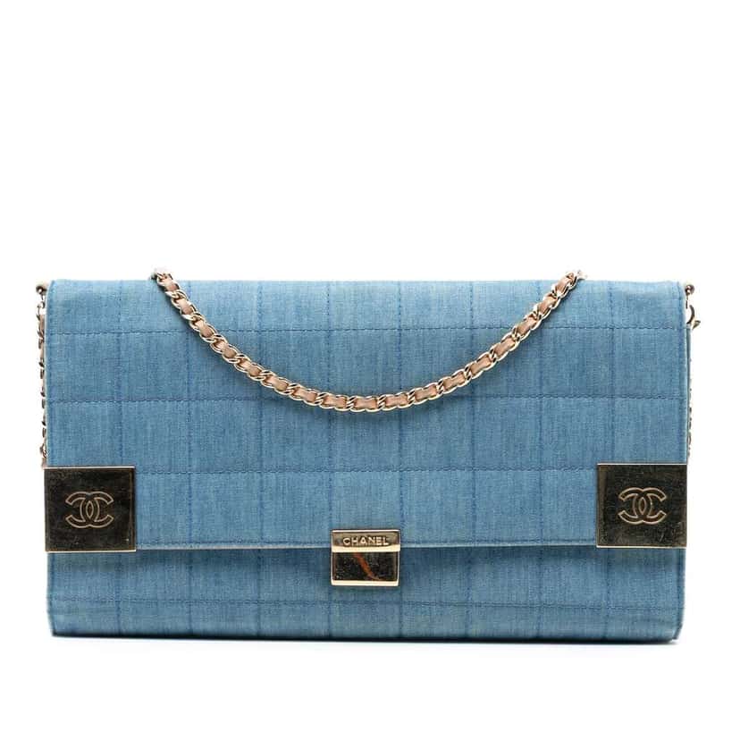 Chanel CC Chocolate Bar Denim Flap Blue Denim Very good condition - Front View