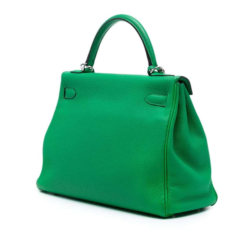 Hermès Togo Kelly II Retourne 32 Green Leather Good condition - Back View