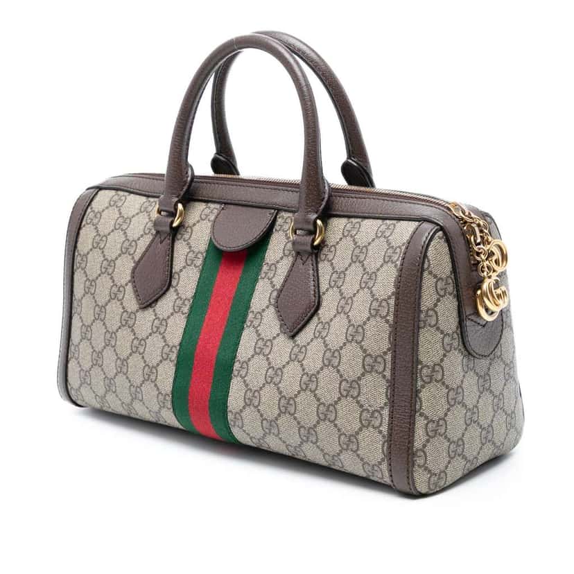 Gucci Medium GG Supreme Ophidia Top Handle Bag Brown Canvas Good condition - Back View