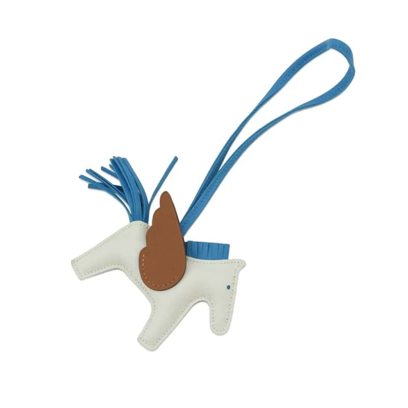 Hermès Milo Lambskin and Swift Grigri Rodeo Pegase Bag Charm PM Green Leather Good condition - Back View