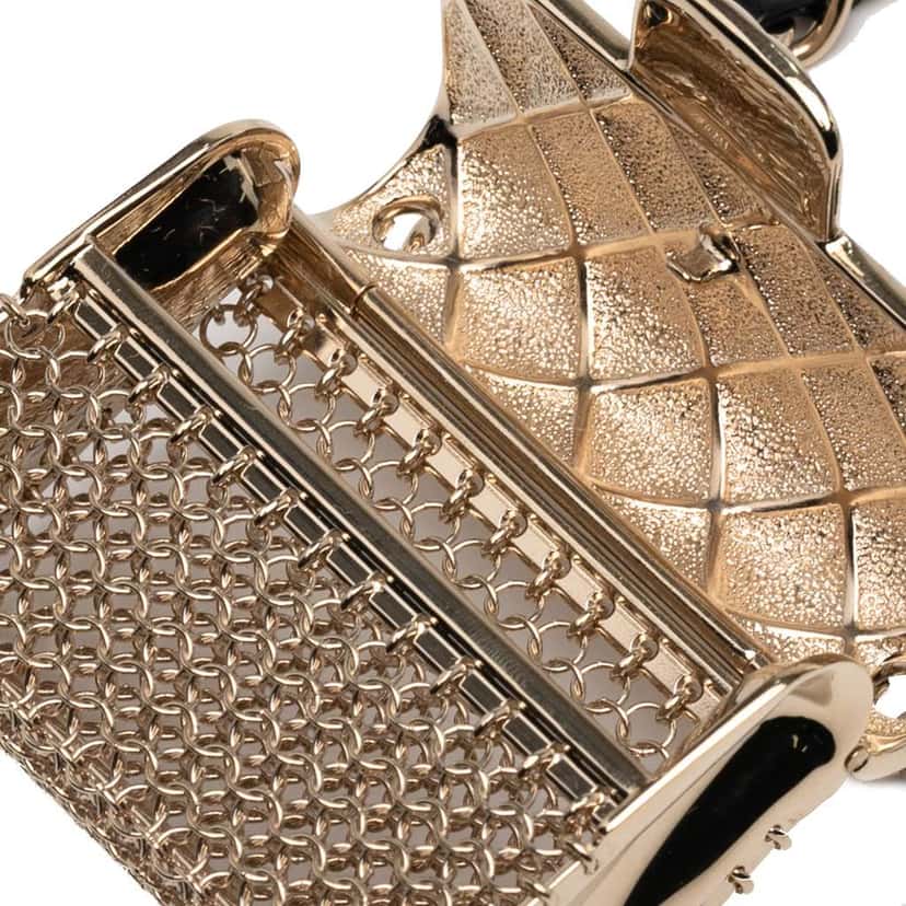 Chanel Gold Plated CC Quilted Flap Bag Pendant Necklace Gold Metal Good condition - Inside View