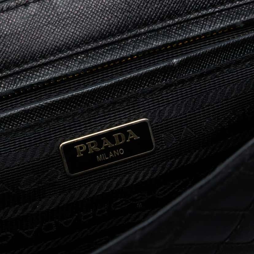 Prada Impuntu Tessuto Chain Crossbody Black Good condition - Box View