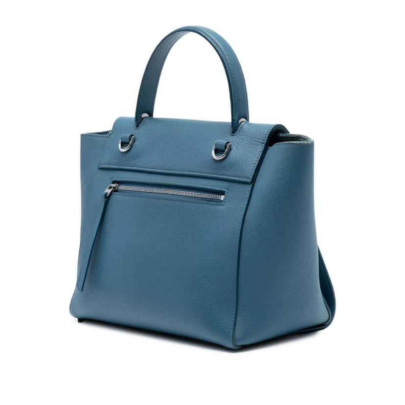 Celine Micro Grained Calfskin Belt Bag Blue Leather Very good condition - Back View