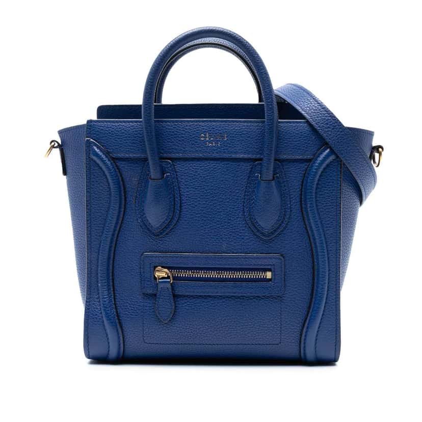 Celine Nano Leather Luggage Tote Blue Leather Good condition - Front View