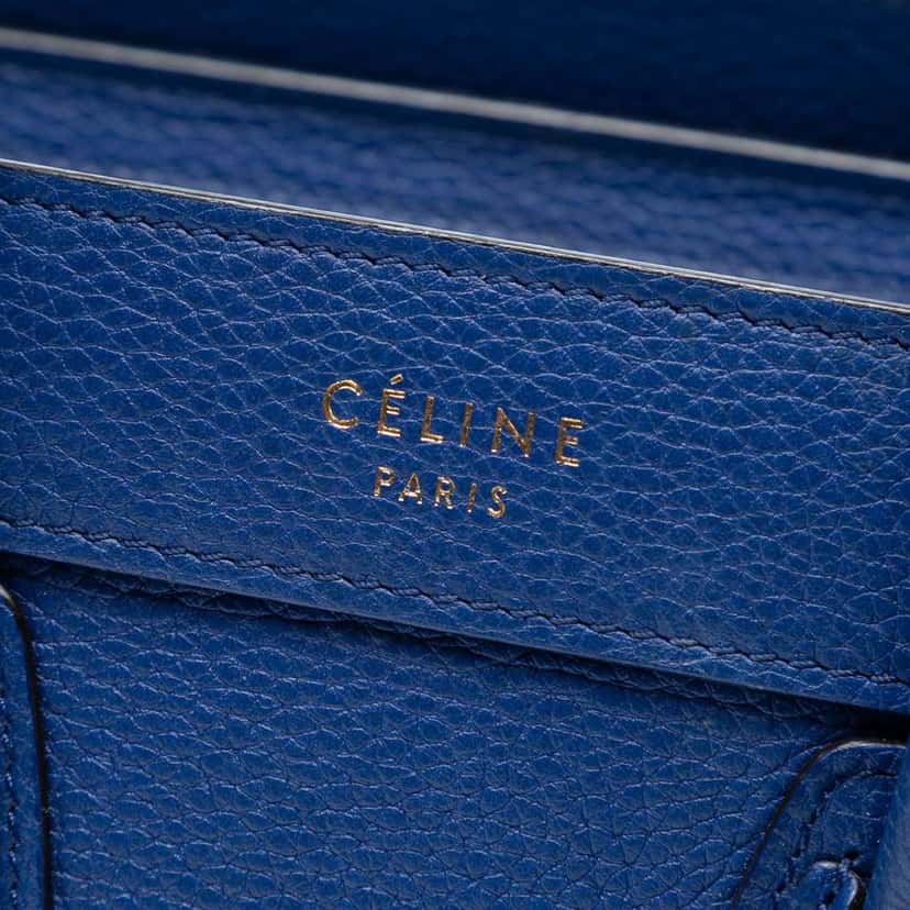 Celine Nano Leather Luggage Tote Blue Leather Good condition - Box View
