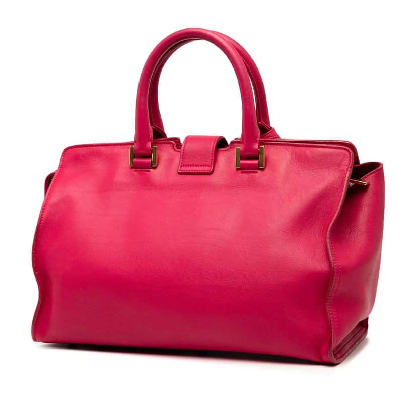 Saint Laurent Small Leather Classic Y Cabas Satchel Pink Leather Good condition - Back View