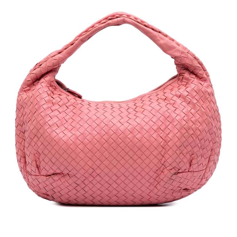 Bottega Veneta Medium Nappa Intrecciato Belly Hobo Pink Leather Good condition - Front View
