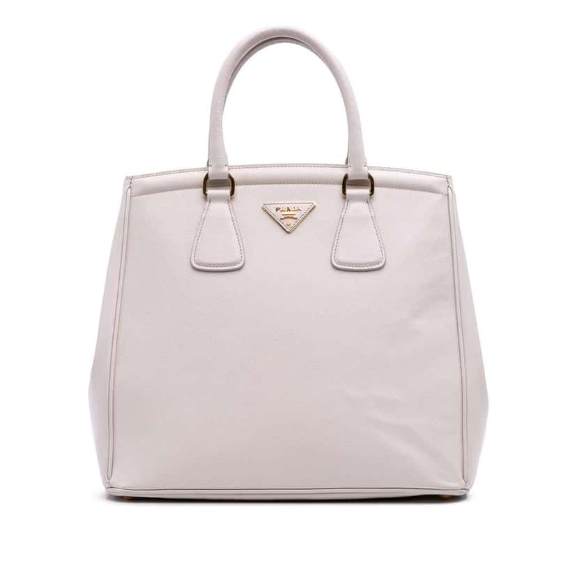 Prada Saffiano Lux Parabole Tote White Leather Good condition - Front View