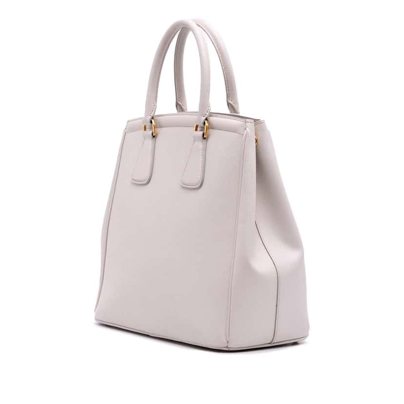 Prada Saffiano Lux Parabole Tote White Leather Good condition - Back View