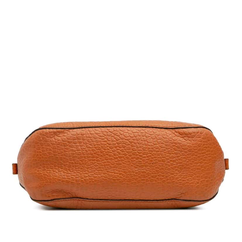 Burberry Small Heritage Grain Check Embossed Leather Orchard Bowling Bag Orange Leather Good condition - Inside View