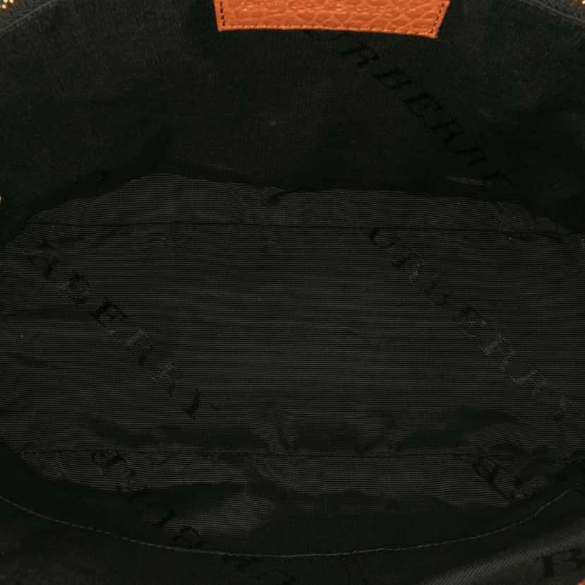 Burberry Small Heritage Grain Check Embossed Leather Orchard Bowling Bag Orange Leather Good condition - Model View