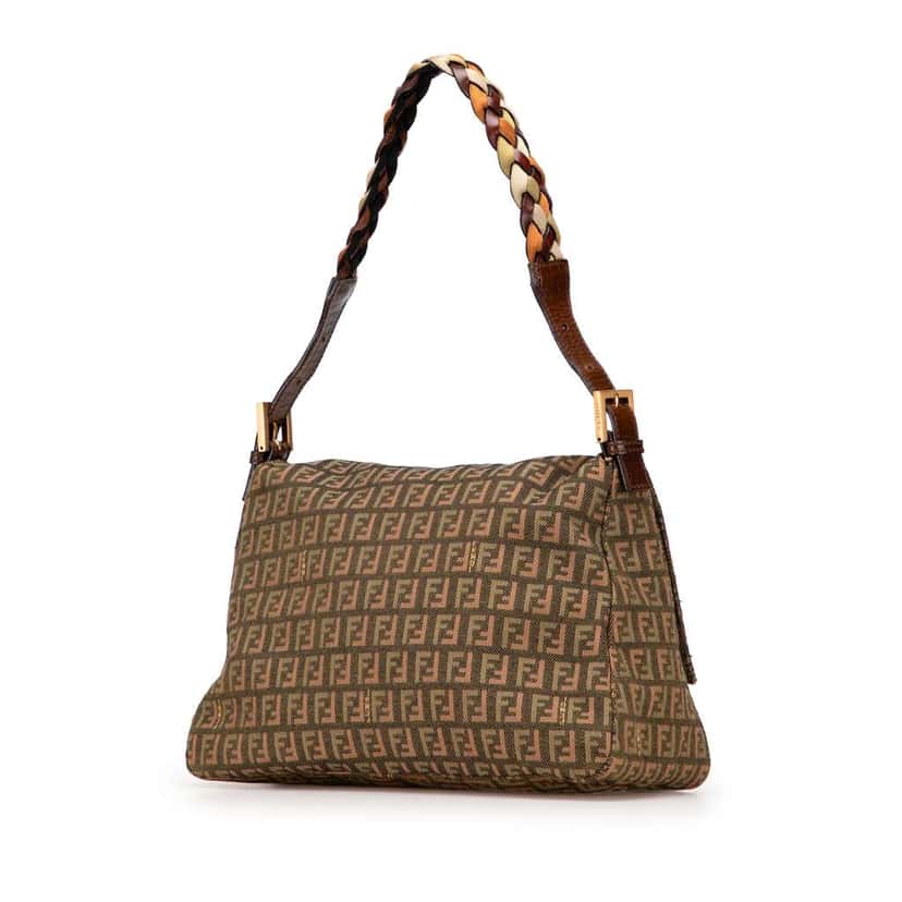 Fendi Multicolor Zucchino Canvas Mamma Forever Brown Canvas Good condition - Back View