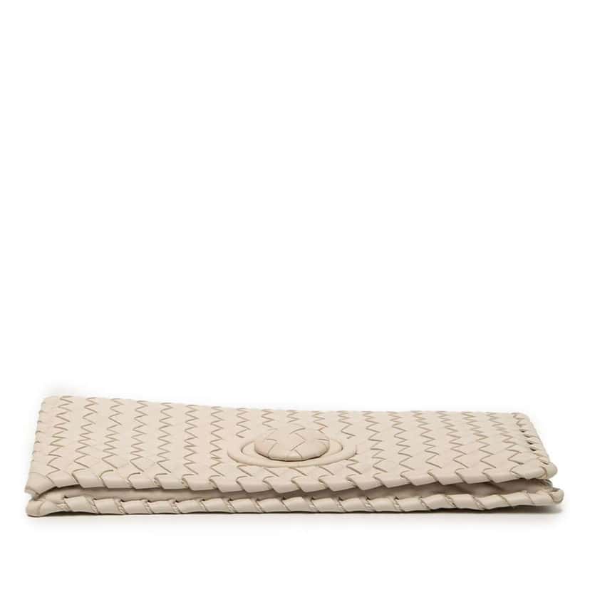 Bottega Veneta Nappa Intrecciato Turn Lock Clutch Brown Leather Good condition - Inside View