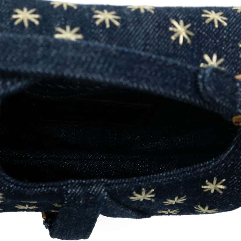 Dior Micro Denim Embroidered Saddle Bag Blue Denim Good condition - Model View