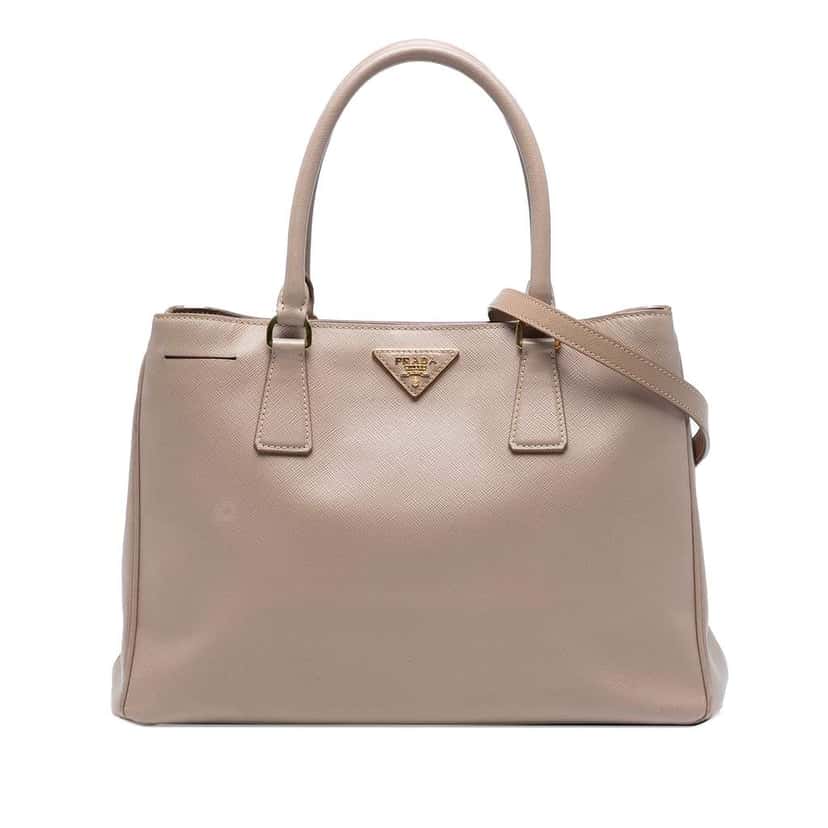 Prada Medium Saffiano Lux Galleria Satchel Brown Leather Very good condition - Front View