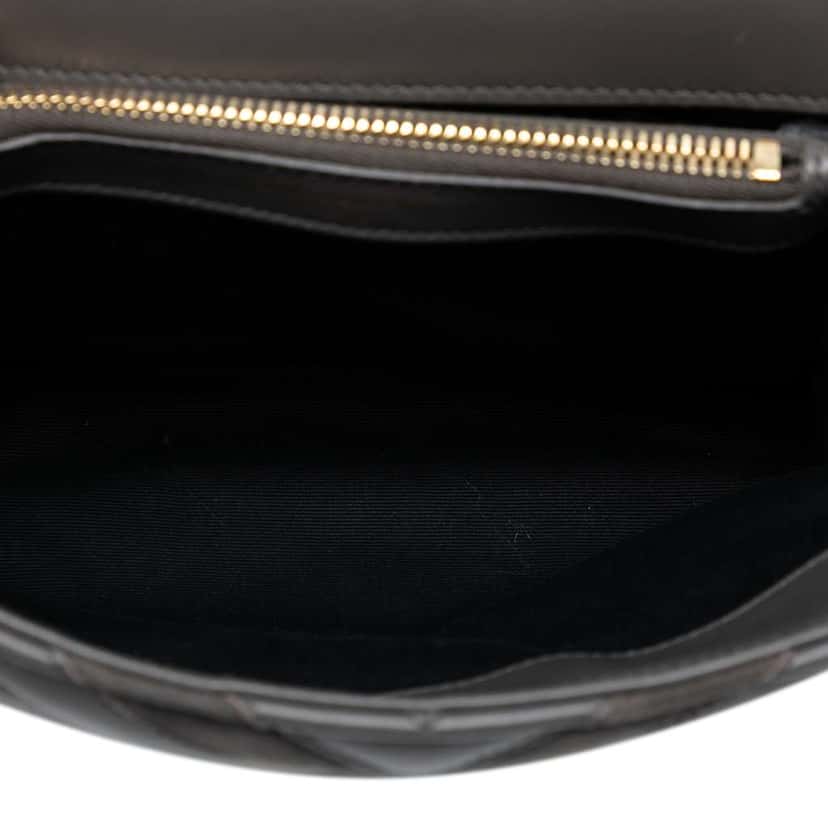 Saint Laurent Medium Calfskin and Suede Chevron Monogram College Satchel Grey Leather Good condition - Model View