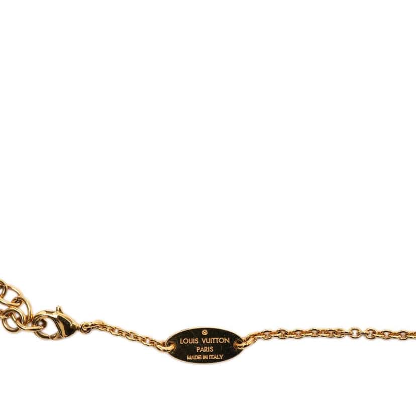 Louis Vuitton Gold Plated Essential V Necklace Gold Metal Good condition - Box View