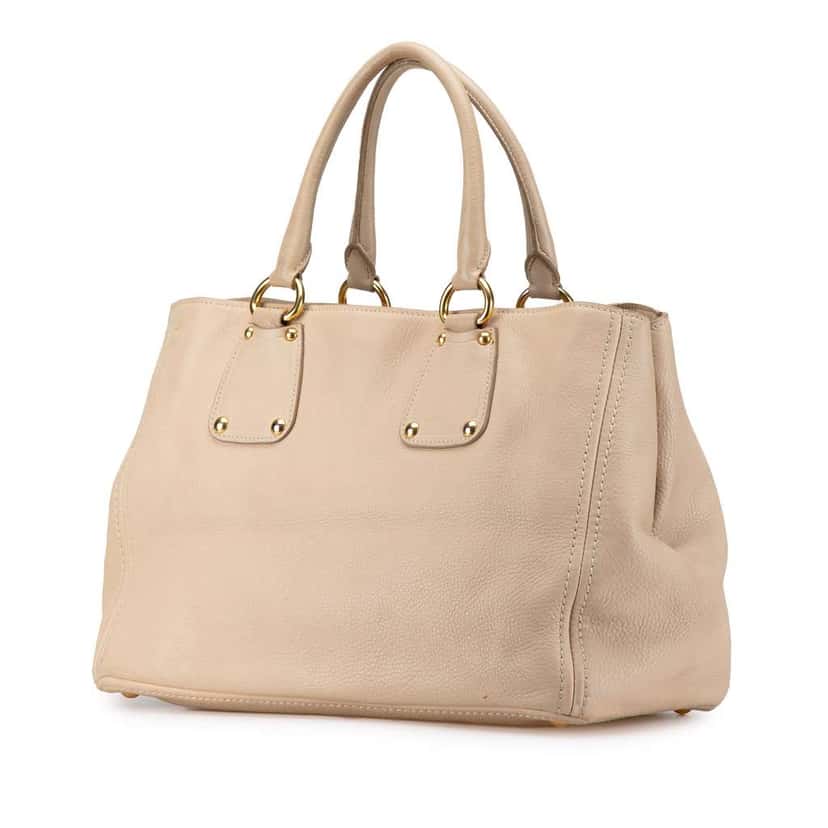Prada Vitello Daino Open Convertible Tote Brown Leather Good condition - Back View