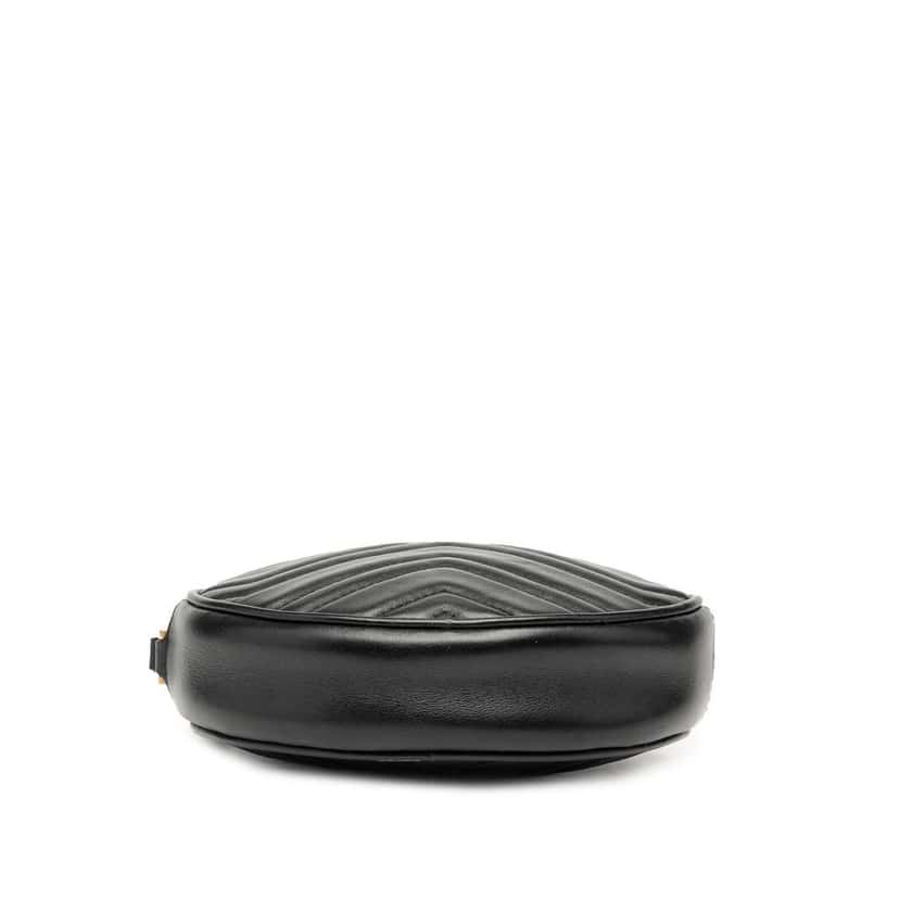 Gucci GG Marmont Matelasse Leather Round Wristlet Clutch Black Leather Good condition - Inside View