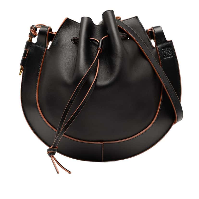 Loewe Medium Leather Horseshoe Crossbody Black Leather Good condition - Front View