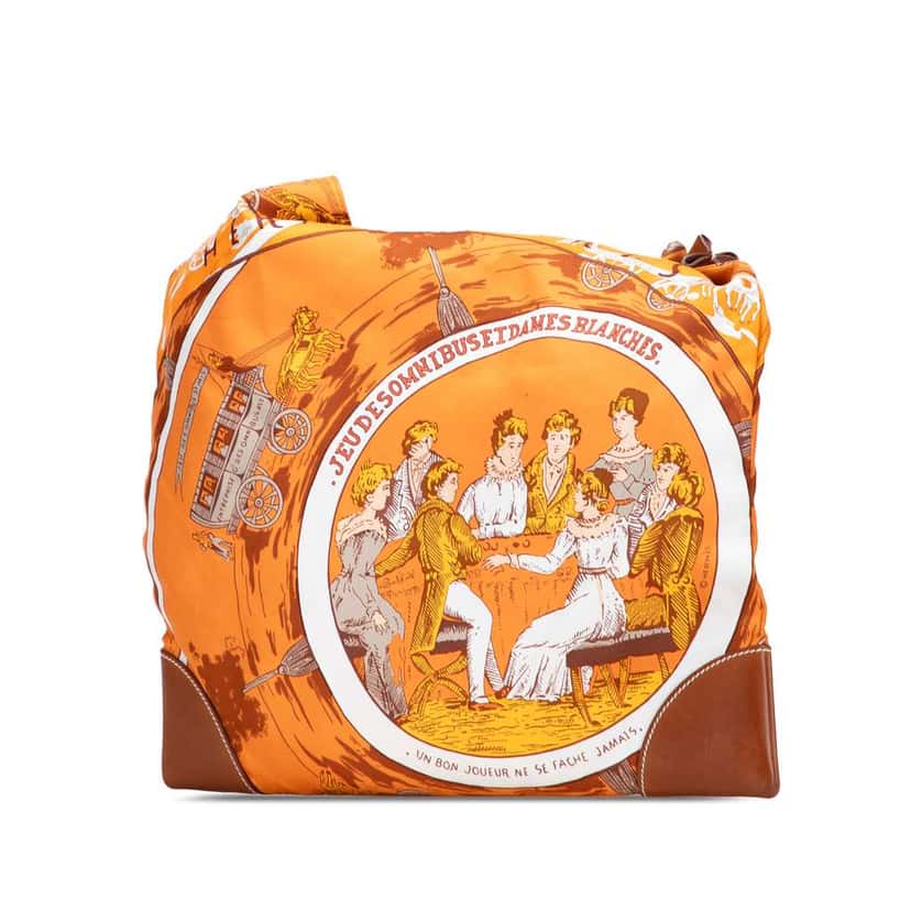 Hermès Jeu des Omnibus et Dames Blanches Silky Pop Crossbody Orange Silk Good condition - Back View