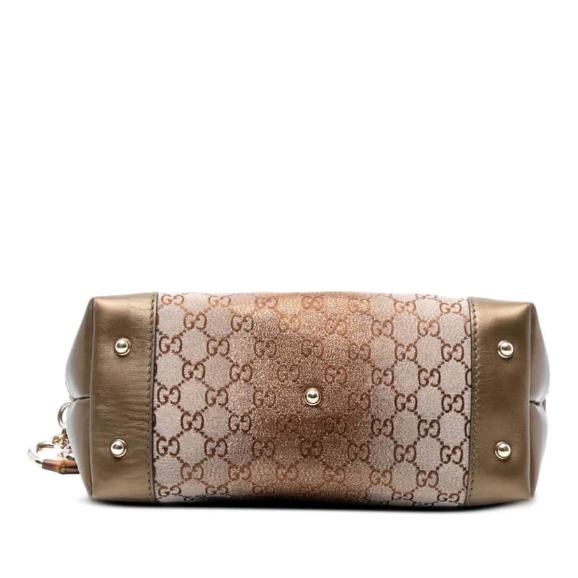 Gucci GG Lurex Heart Bit Handbag Brown Canvas Good condition - Inside View