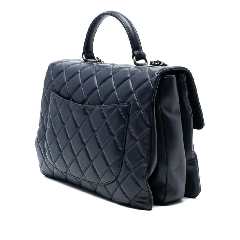 Chanel Large Lambskin Trendy CC Top Handle Flap Blue Leather Good condition - Back View