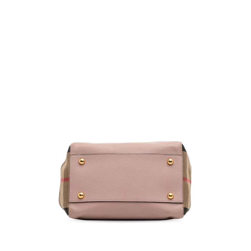 Burberry Small Leather and House Check Canvas Canterbury Tote Pink Leather Good condition - Inside View