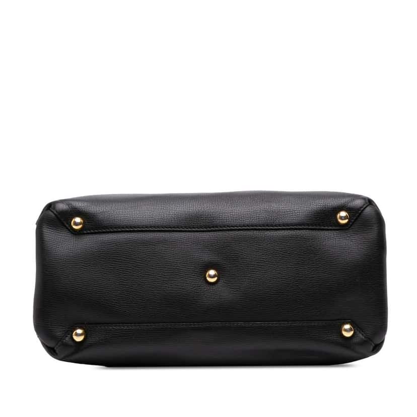Burberry Medium Leather and House Check Banner Satchel Black Leather Good condition - Inside View