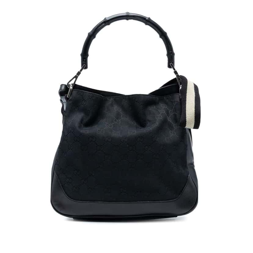 Gucci GG Canvas Bamboo Web Satchel Blue Canvas Good condition - Front View