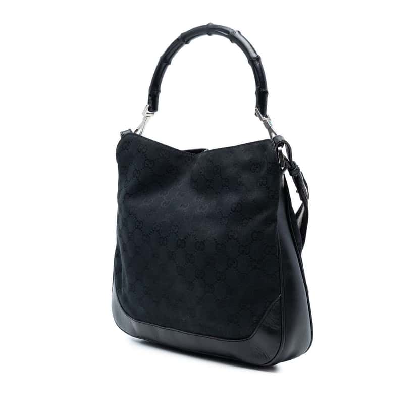 Gucci GG Canvas Bamboo Web Satchel Blue Canvas Good condition - Back View