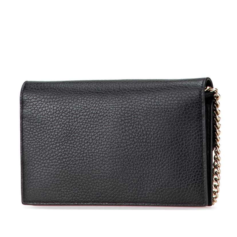 Gucci Leather Interlocking G Dollar Wallet on Chain Black Leather Good condition - Back View