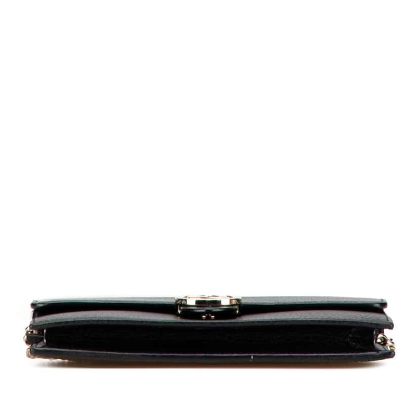 Gucci Leather Interlocking G Dollar Wallet on Chain Black Leather Good condition - Inside View