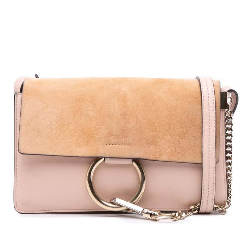 Chloé Small Suede and Calfskin Faye Crossbody Pink Leather Good condition - Front View