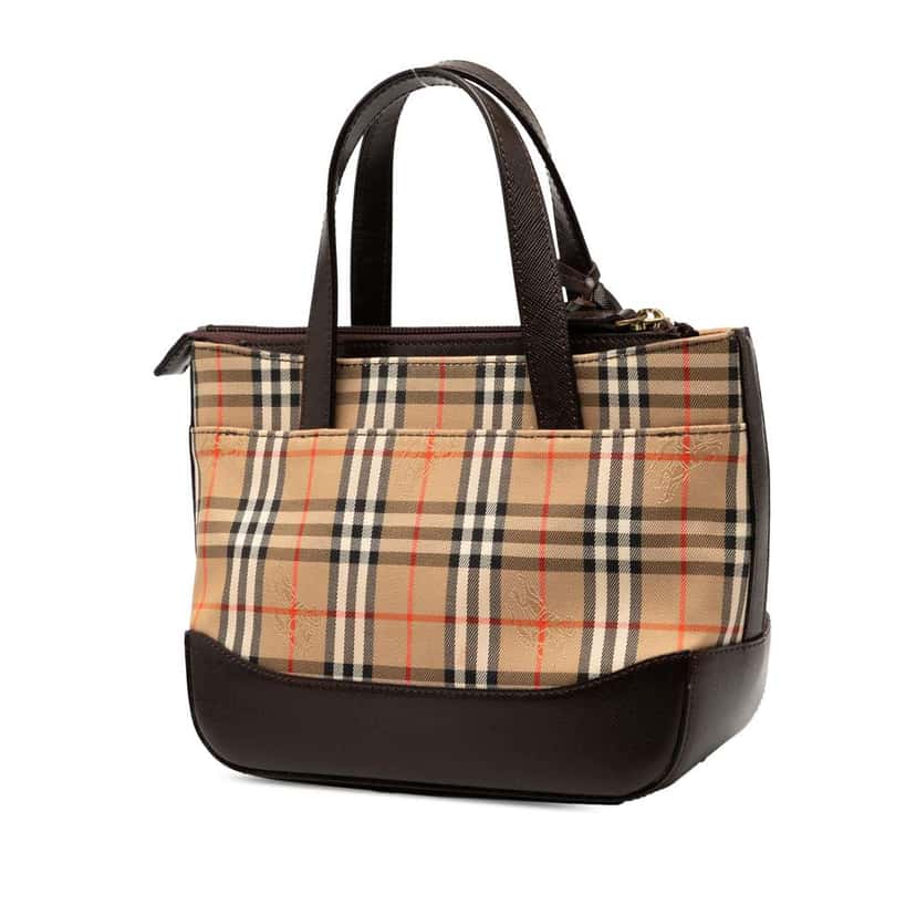 Burberry Haymarket Check Canvas Handbag Brown Canvas Very good condition - Back View